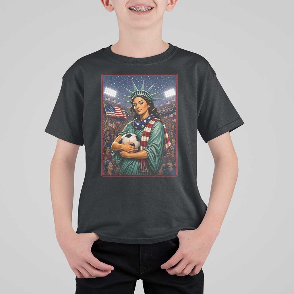 Funny Statue Of Liberty Soccer Gift T Shirt For Kid USA Football Pride