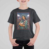 Funny Statue Of Liberty Soccer Gift T Shirt For Kid USA Football Pride