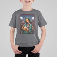 Funny Statue Of Liberty Soccer Gift T Shirt For Kid USA Football Pride