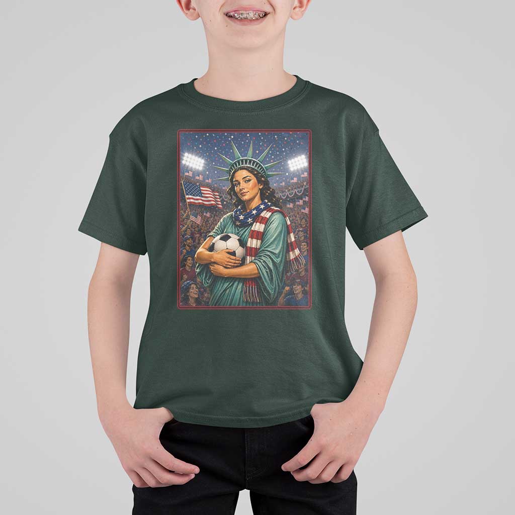 Funny Statue Of Liberty Soccer Gift T Shirt For Kid USA Football Pride