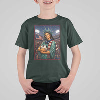 Funny Statue Of Liberty Soccer Gift T Shirt For Kid USA Football Pride