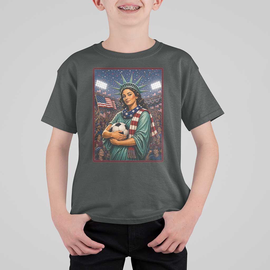 Funny Statue Of Liberty Soccer Gift T Shirt For Kid USA Football Pride