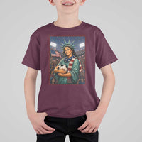 Funny Statue Of Liberty Soccer Gift T Shirt For Kid USA Football Pride
