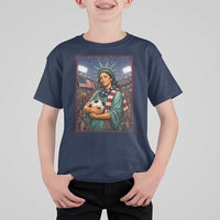 Funny Statue Of Liberty Soccer Gift T Shirt For Kid USA Football Pride