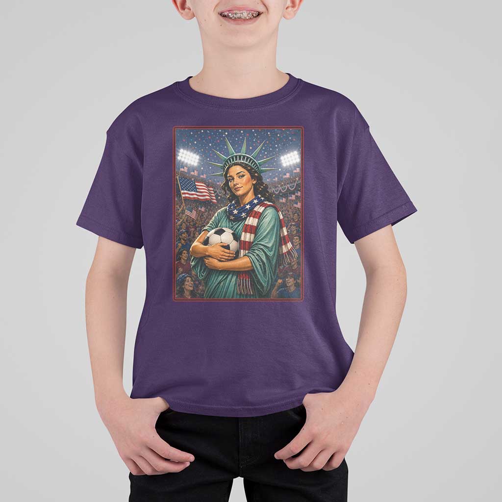 Funny Statue Of Liberty Soccer Gift T Shirt For Kid USA Football Pride
