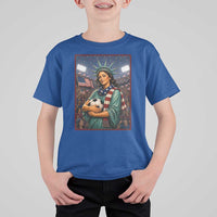 Funny Statue Of Liberty Soccer Gift T Shirt For Kid USA Football Pride