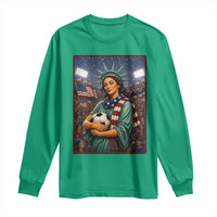Funny Statue Of Liberty Soccer Gift Long Sleeve Shirt USA Football Pride
