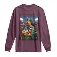 Funny Statue Of Liberty Soccer Gift Long Sleeve Shirt USA Football Pride