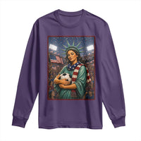 Funny Statue Of Liberty Soccer Gift Long Sleeve Shirt USA Football Pride