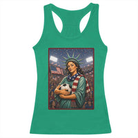 Funny Statue Of Liberty Soccer Gift Racerback Tank Top USA Football Pride