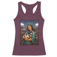 Funny Statue Of Liberty Soccer Gift Racerback Tank Top USA Football Pride