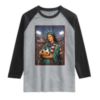 Funny Statue Of Liberty Soccer Gift Raglan Shirt USA Football Pride
