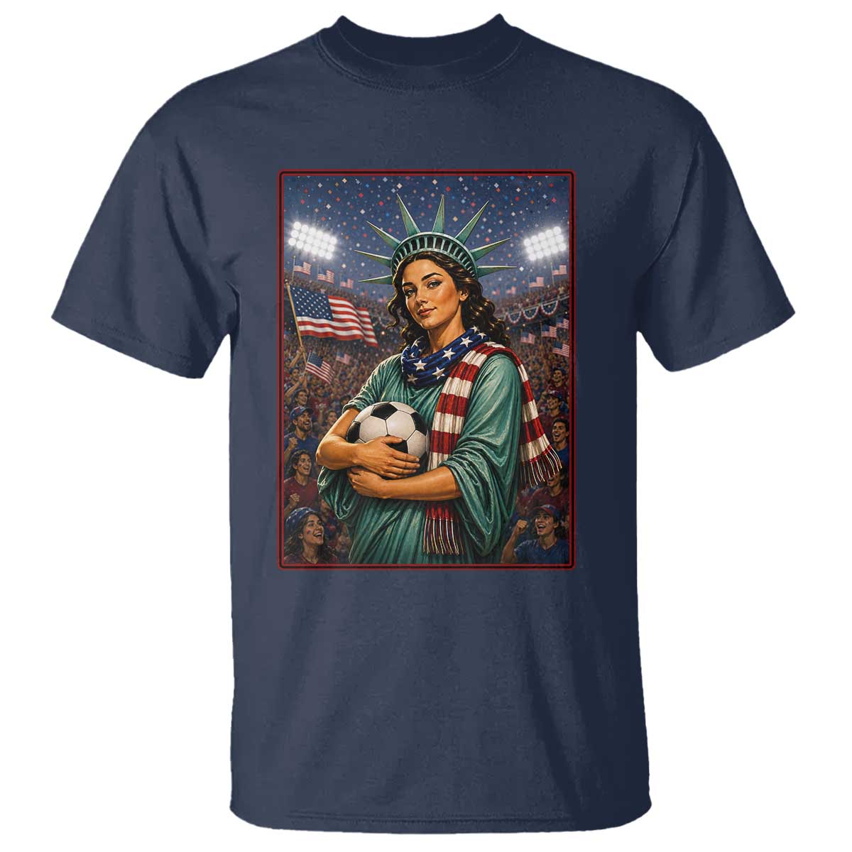 Funny Statue Of Liberty Soccer Gift T Shirt USA Football Pride