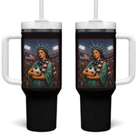 Funny Statue Of Liberty Soccer Gift Tumbler With Handle USA Football Pride