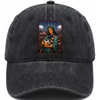 Funny Statue Of Liberty Soccer Gift Washed Cotton Baseball Cap USA Football Pride