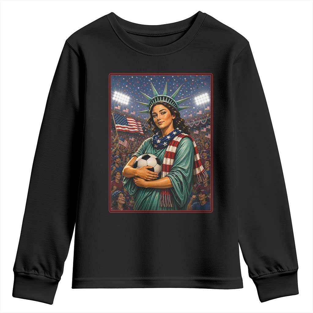 Funny Statue Of Liberty Soccer Gift Youth Sweatshirt USA Football Pride