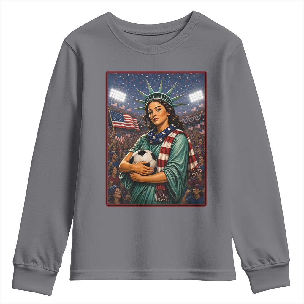 Funny Statue Of Liberty Soccer Gift Youth Sweatshirt USA Football Pride
