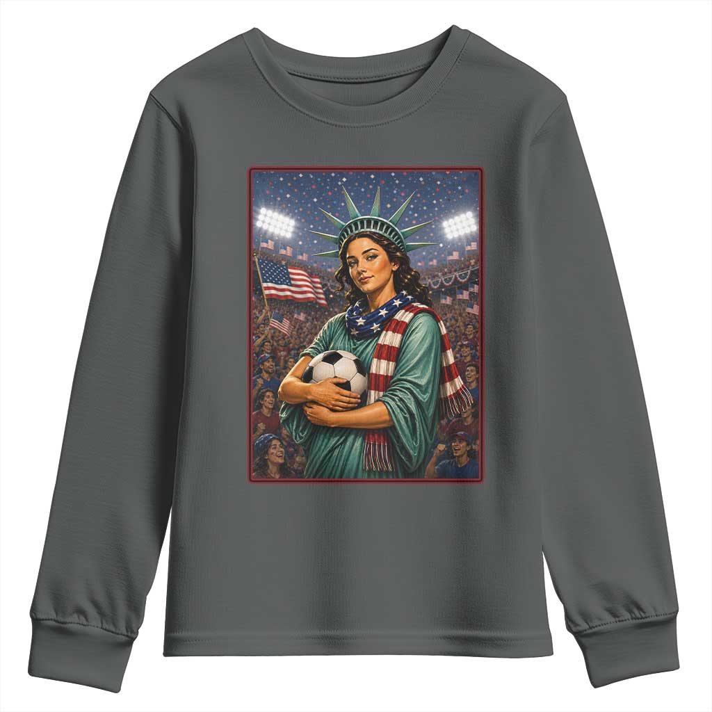 Funny Statue Of Liberty Soccer Gift Youth Sweatshirt USA Football Pride