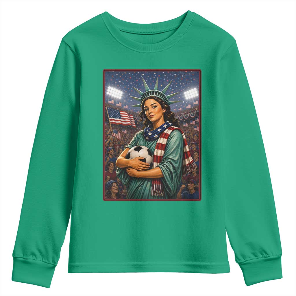 Funny Statue Of Liberty Soccer Gift Youth Sweatshirt USA Football Pride