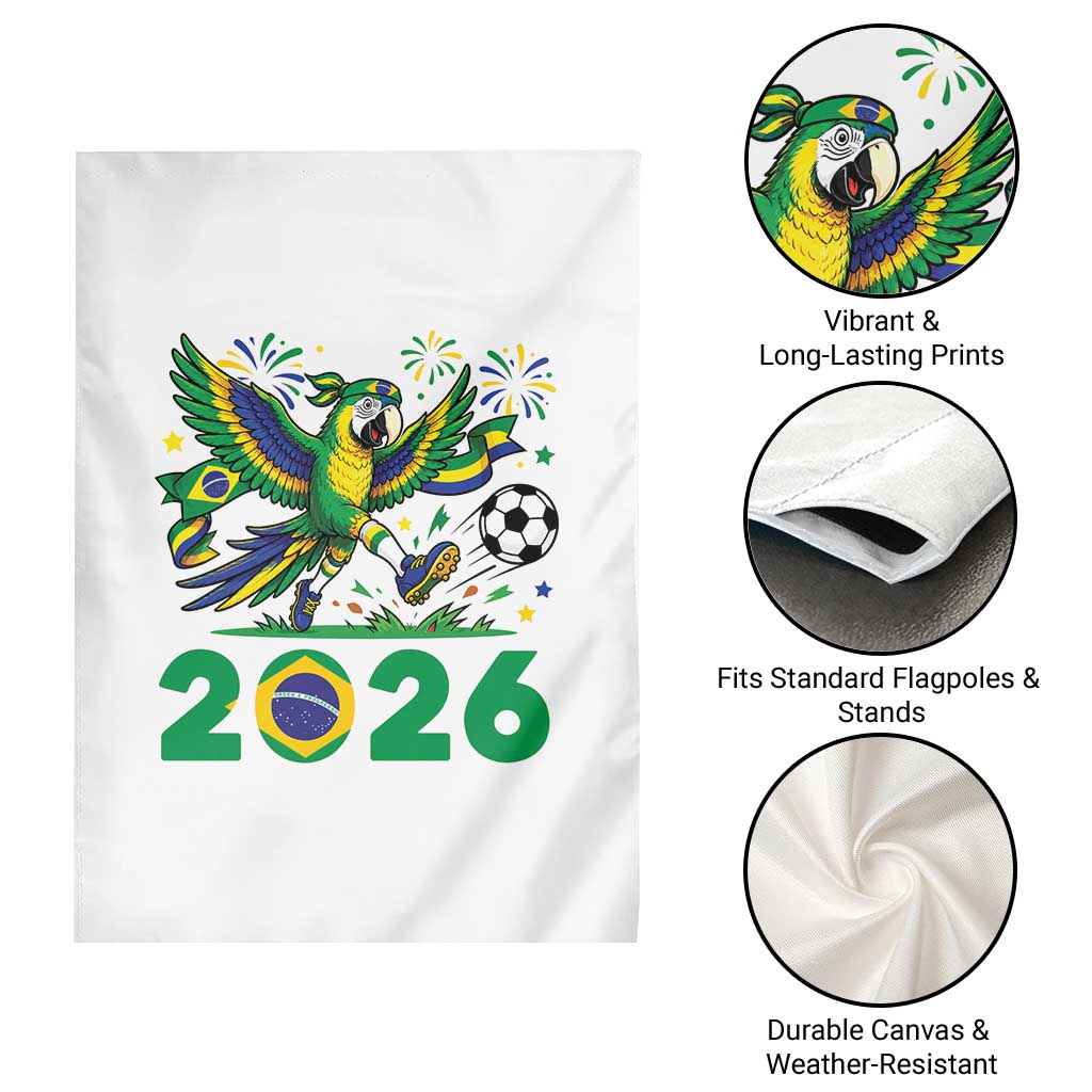 Funny Brazil Soccer Macaw Garden Flag 2026 Football Fan Graphic