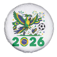 Funny Brazil Soccer Macaw Spare Tire Cover 2026 Football Fan Graphic