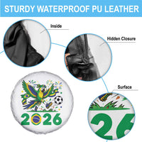 Funny Brazil Soccer Macaw Spare Tire Cover 2026 Football Fan Graphic