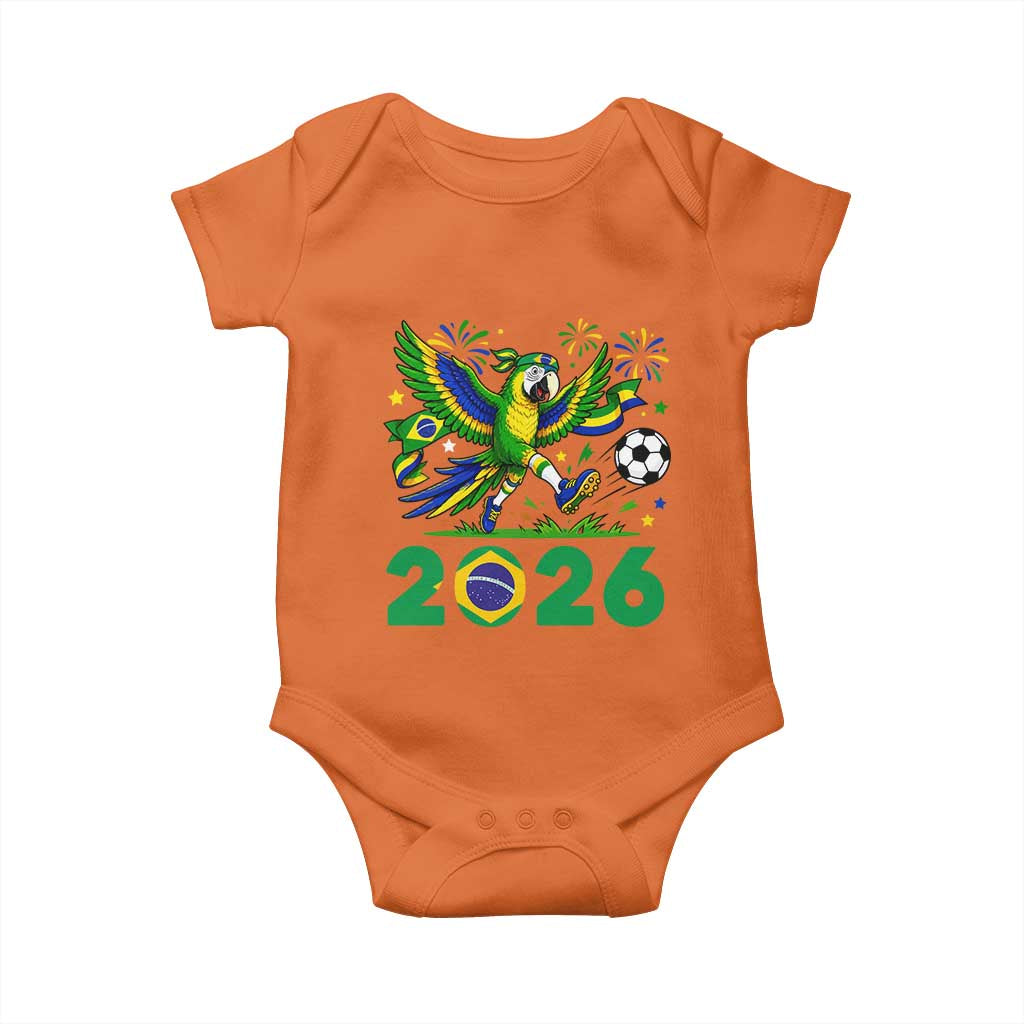 Funny Brazil Soccer Macaw Baby Onesie 2026 Football Fan Graphic