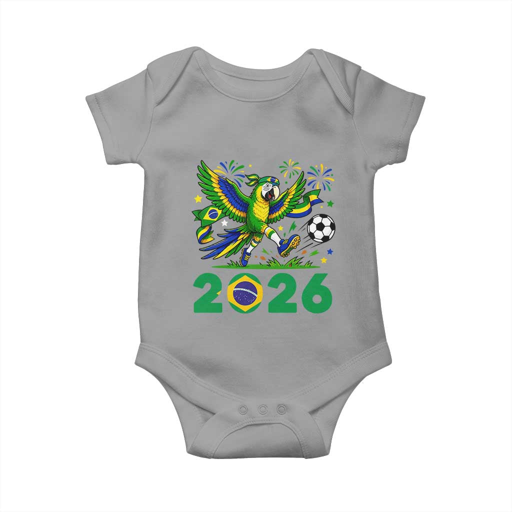Funny Brazil Soccer Macaw Baby Onesie 2026 Football Fan Graphic