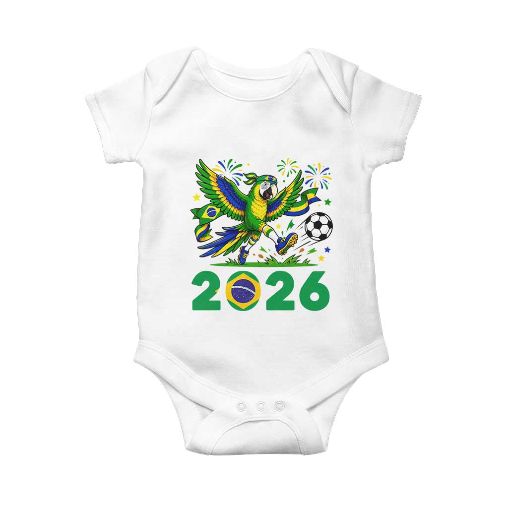 Funny Brazil Soccer Macaw Baby Onesie 2026 Football Fan Graphic