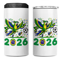 Funny Brazil Soccer Macaw 4 in 1 Can Cooler Tumbler 2026 Football Fan Graphic