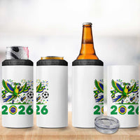 Funny Brazil Soccer Macaw 4 in 1 Can Cooler Tumbler 2026 Football Fan Graphic