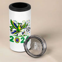 Funny Brazil Soccer Macaw 4 in 1 Can Cooler Tumbler 2026 Football Fan Graphic