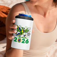 Funny Brazil Soccer Macaw 4 in 1 Can Cooler Tumbler 2026 Football Fan Graphic