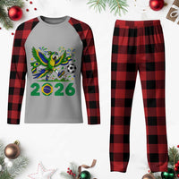 Funny Brazil Soccer Macaw Plaid Pajama Set 2026 Football Fan Graphic