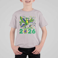 Funny Brazil Soccer Macaw T Shirt For Kid 2026 Football Fan Graphic