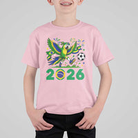 Funny Brazil Soccer Macaw T Shirt For Kid 2026 Football Fan Graphic