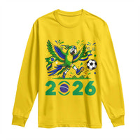 Funny Brazil Soccer Macaw Long Sleeve Shirt 2026 Football Fan Graphic