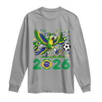 Funny Brazil Soccer Macaw Long Sleeve Shirt 2026 Football Fan Graphic