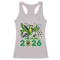 Funny Brazil Soccer Macaw Racerback Tank Top 2026 Football Fan Graphic