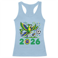 Funny Brazil Soccer Macaw Racerback Tank Top 2026 Football Fan Graphic