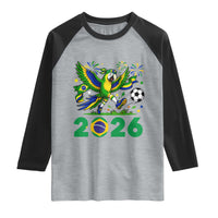 Funny Brazil Soccer Macaw Raglan Shirt 2026 Football Fan Graphic
