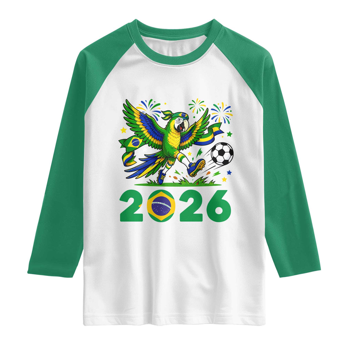 Funny Brazil Soccer Macaw Raglan Shirt 2026 Football Fan Graphic