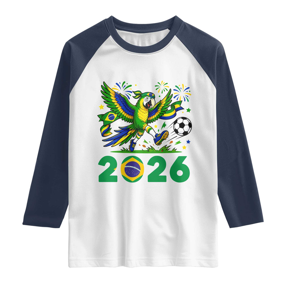 Funny Brazil Soccer Macaw Raglan Shirt 2026 Football Fan Graphic