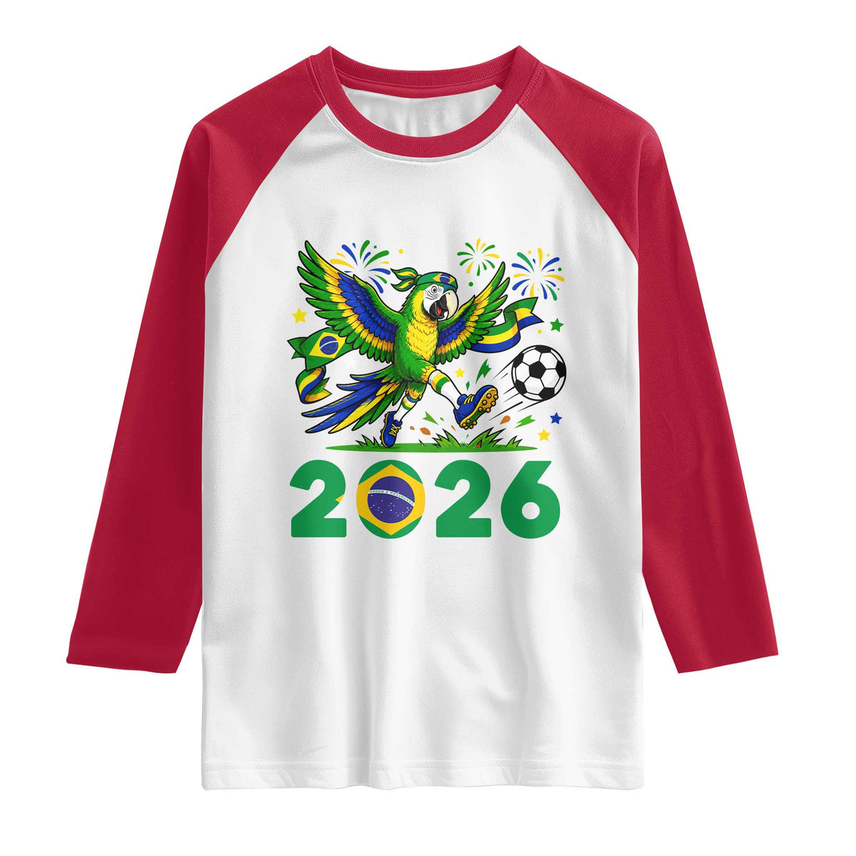 Funny Brazil Soccer Macaw Raglan Shirt 2026 Football Fan Graphic