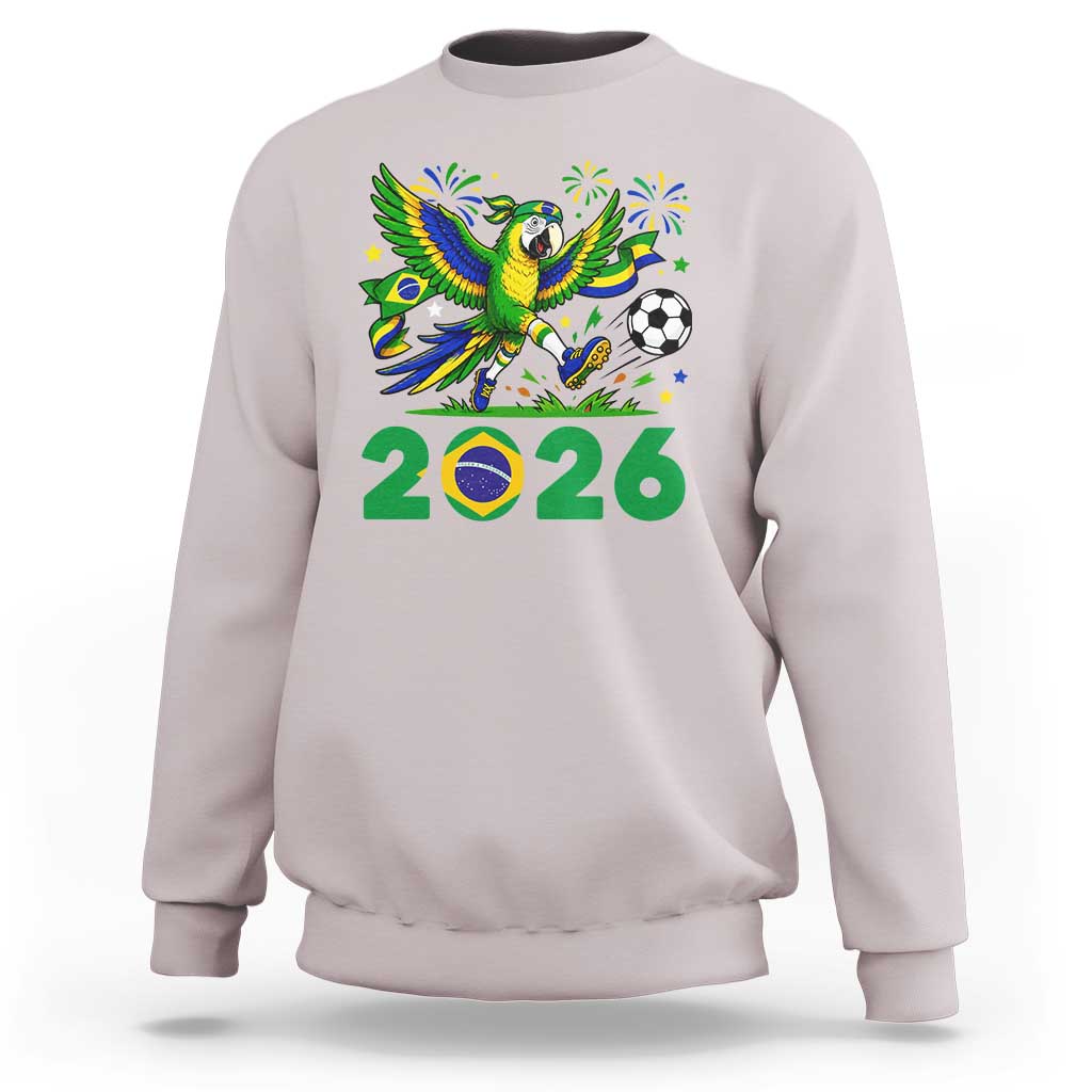 Funny Brazil Soccer Macaw Sweatshirt 2026 Football Fan Graphic