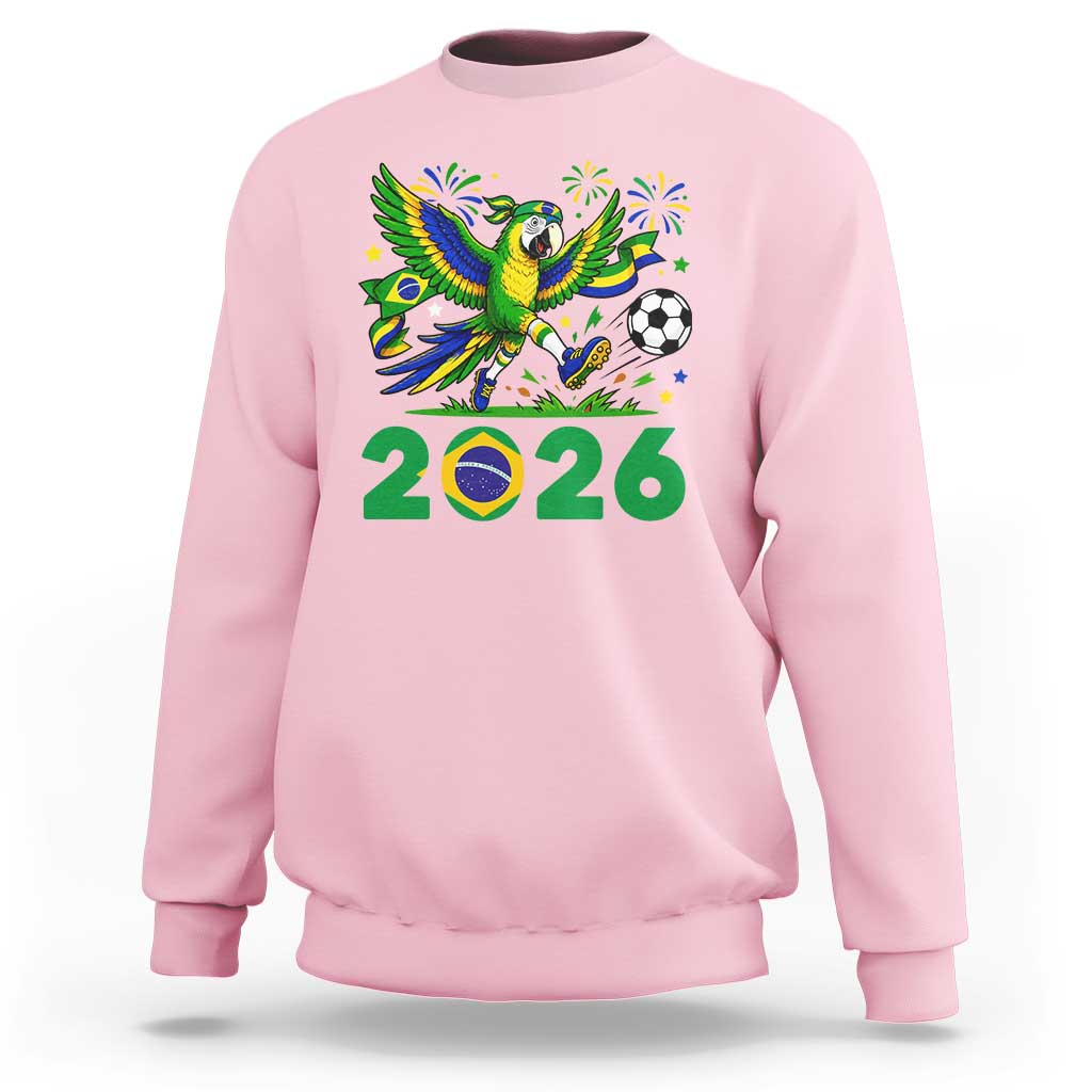 Funny Brazil Soccer Macaw Sweatshirt 2026 Football Fan Graphic