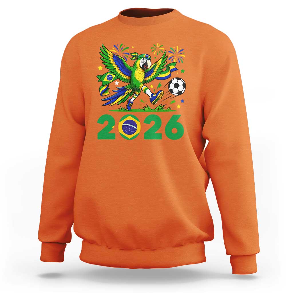 Funny Brazil Soccer Macaw Sweatshirt 2026 Football Fan Graphic