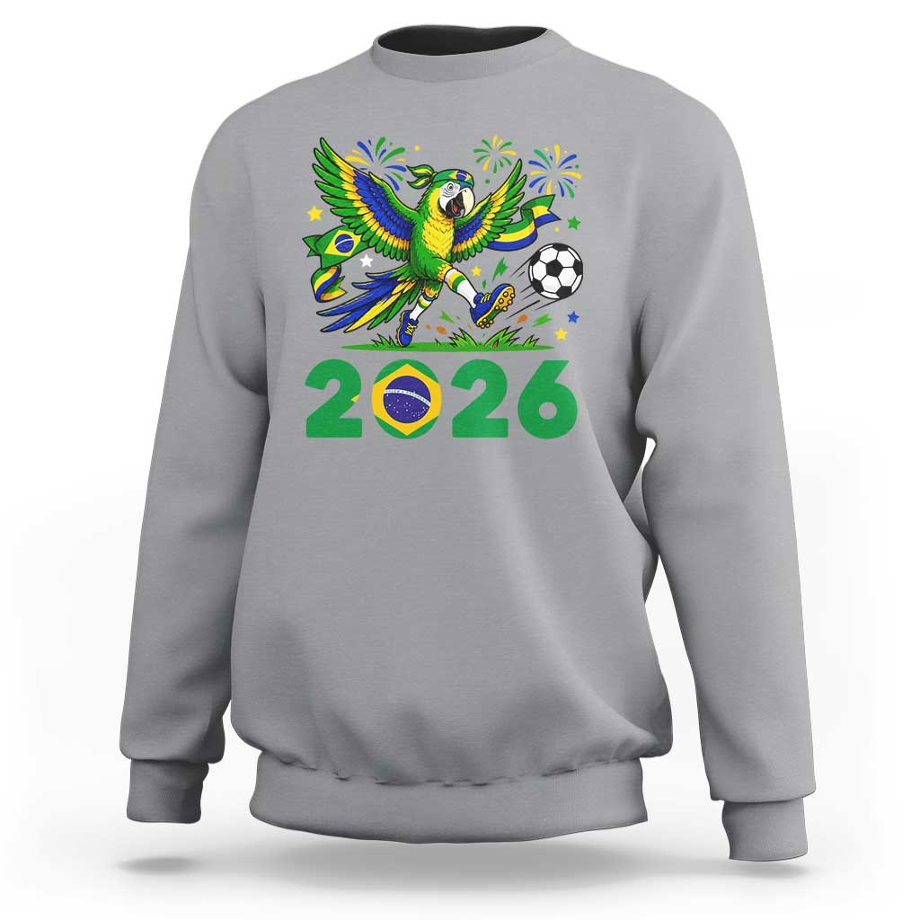 Funny Brazil Soccer Macaw Sweatshirt 2026 Football Fan Graphic