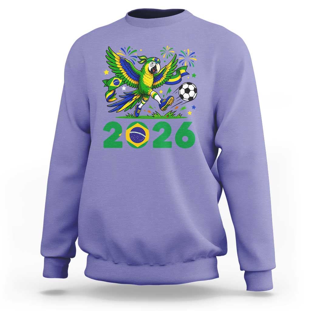 Funny Brazil Soccer Macaw Sweatshirt 2026 Football Fan Graphic