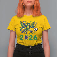 Funny Brazil Soccer Macaw T Shirt For Women 2026 Football Fan Graphic